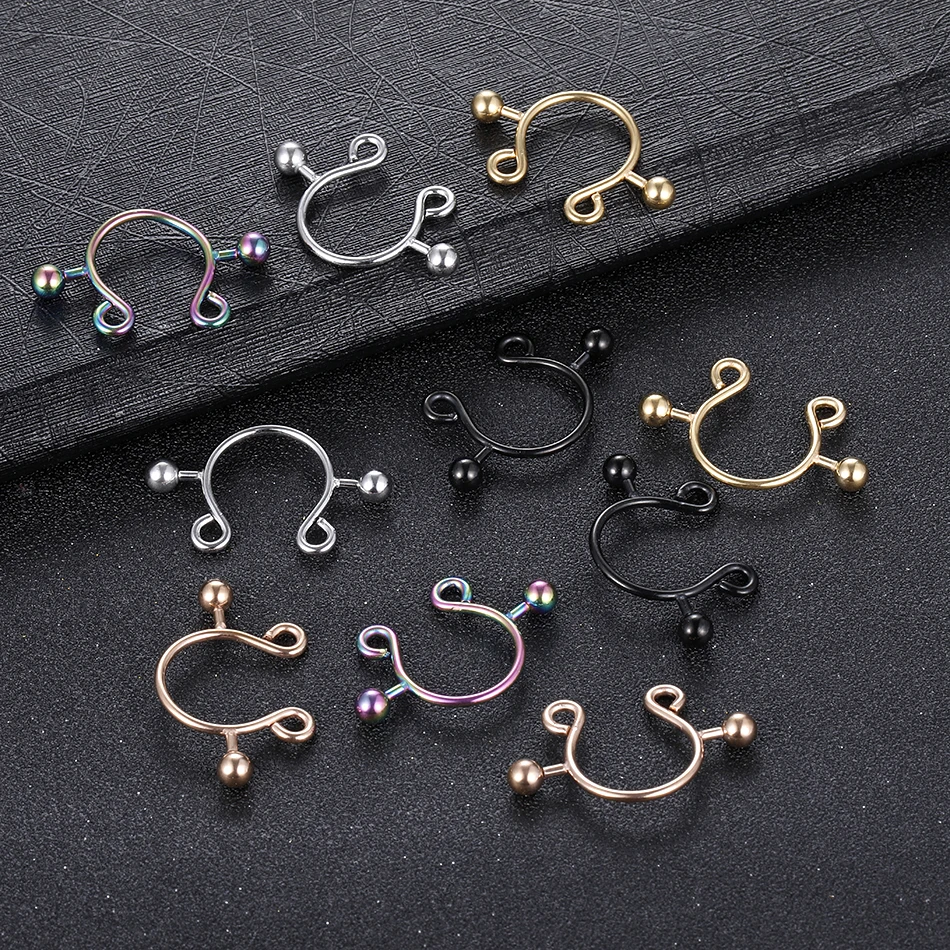 2pcs/lot Surgical Steel Fake Sexy Nipple Clip Rings Charm Faux Nipple Shield Non Piercing Rings Body Jewelry for Women Gift