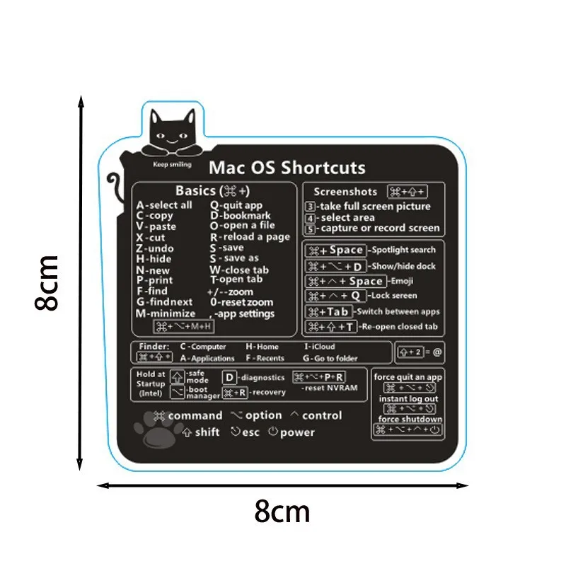 

MAC OS SHORTCUTS Наклейки для клавиш сочетания программного обеспечения для ноутбука