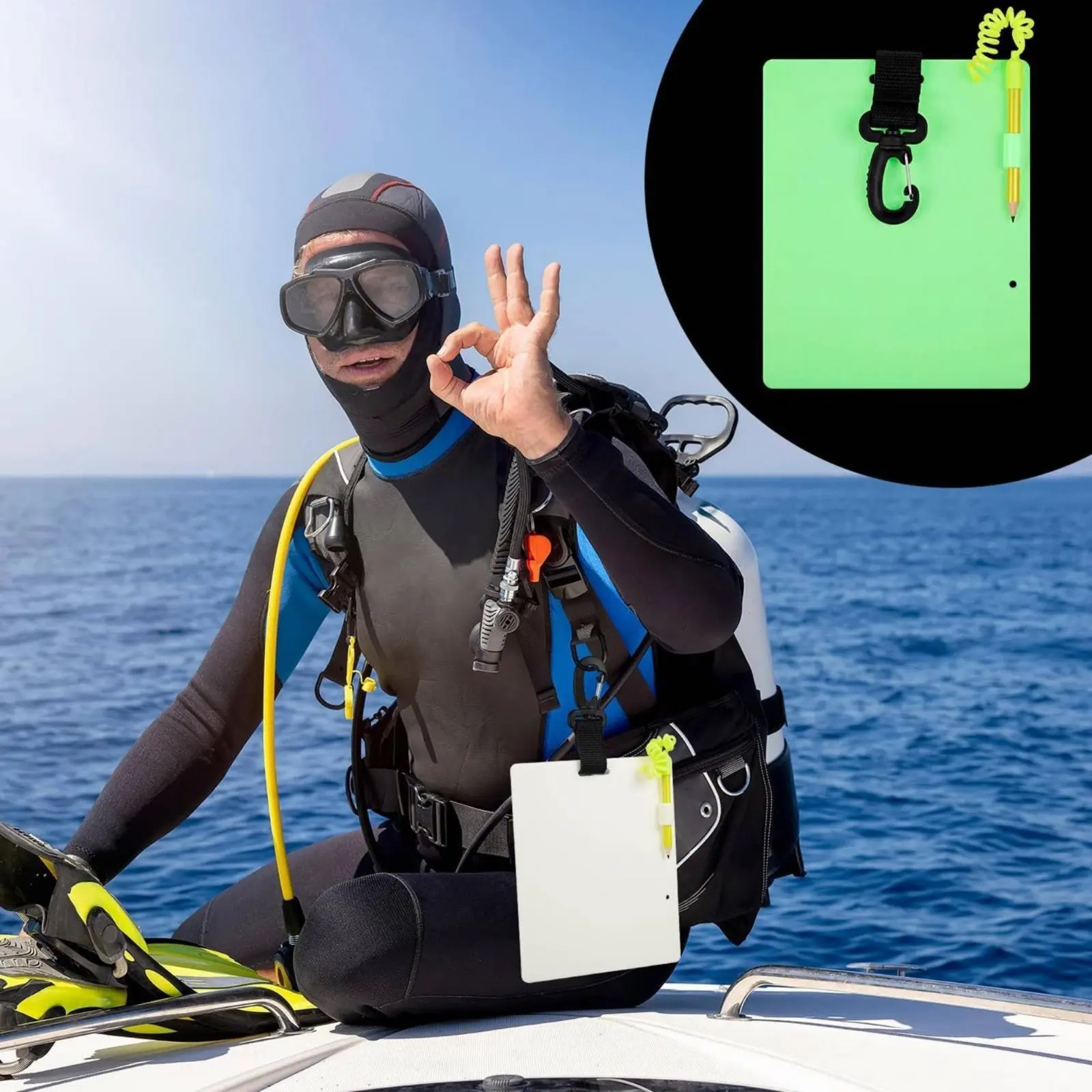 

Diving Writing Writing Board with Writing Instrument Reusable Diving Writing Board for Technical Divers
