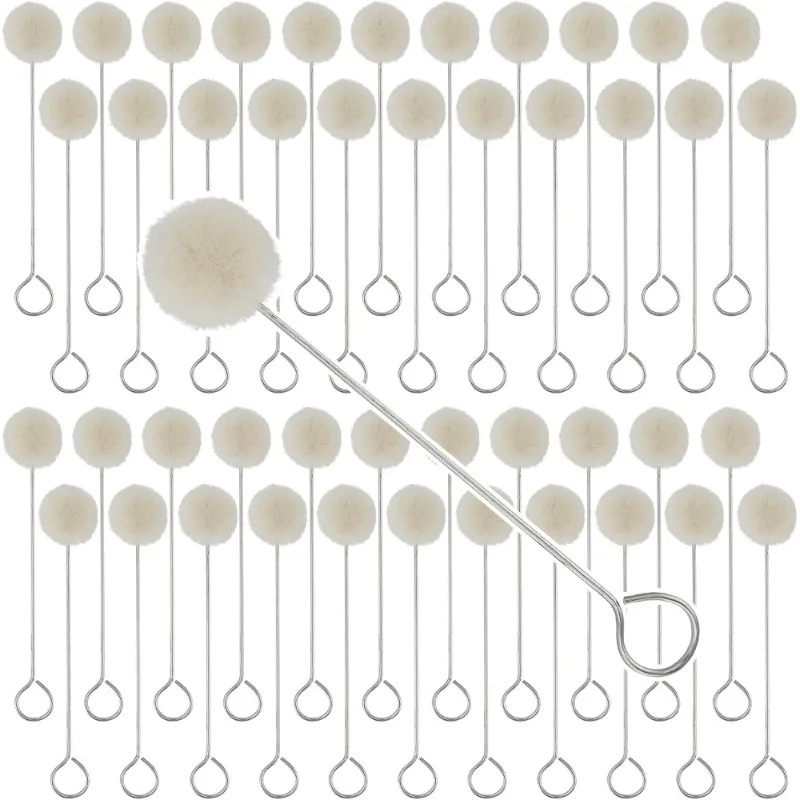 Wool Daubers 100 Pcs 200 Pcs, Leather Dye Daubers, Wool Dauber Ball Brush with Metal Handle for DIY Projects, Dying, Leather Dying