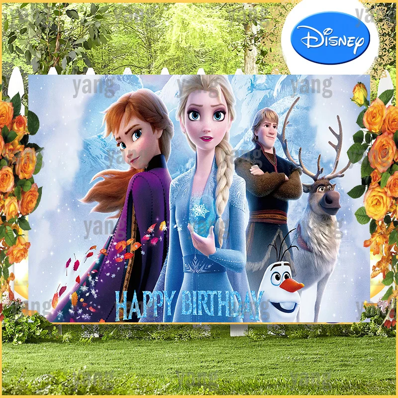 Disney niestandardowe mrożone księżniczka elza Anna słodkie Sven Olaf czerwone liście urodziny niebieski Iceberg tło fotografia tło