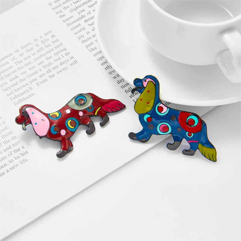 MEYRROYU Lovely Red Blue Dog Shape Women\'s Brooch Pins Enamel Cute Animal Woman Brooches Casual Jewelry Gifts