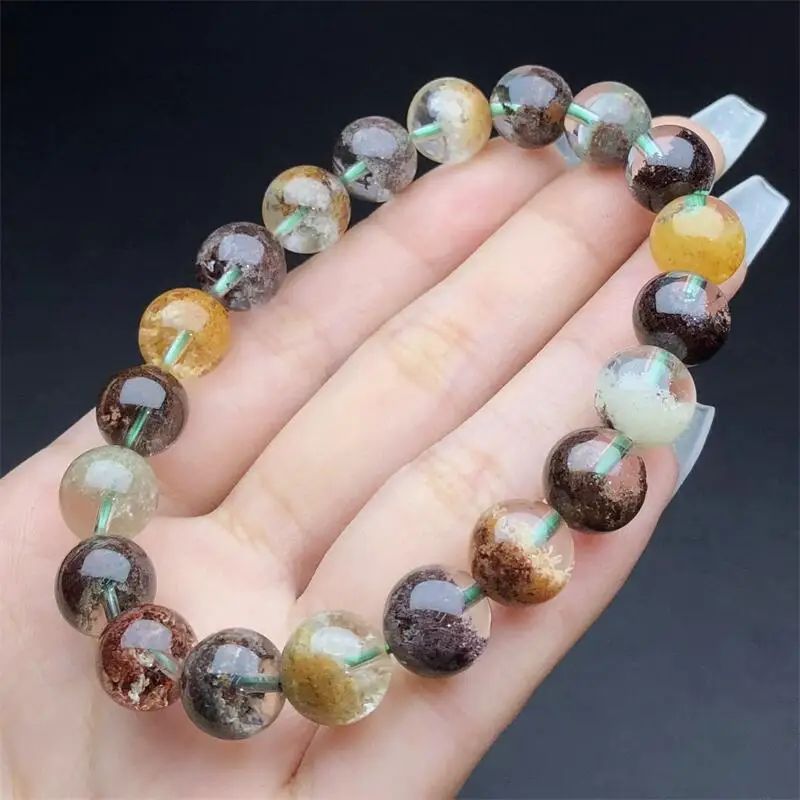 11MM Natural Colored Garden Quartz Bracelet Woman Man Fengshui Healing Wealth Beads Crystal Birthday Lucky Gift 1pcs