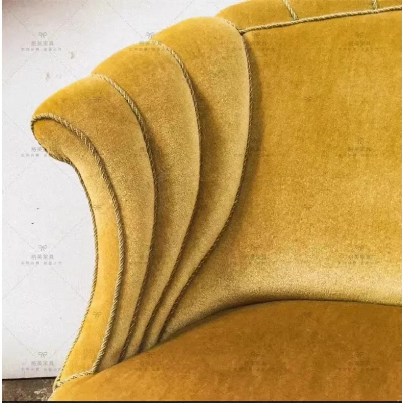

Medieval turmeric velvet fabric double living room sofa retro