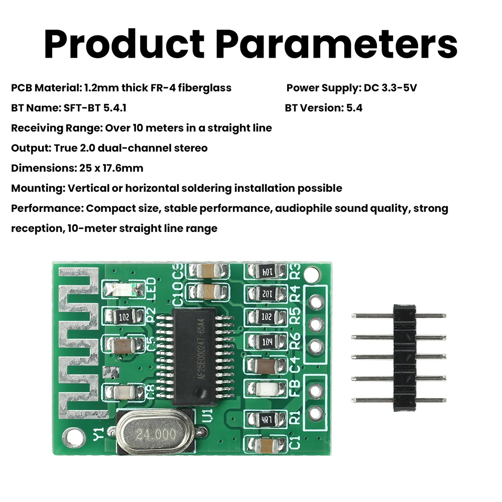 DC3.3~5V Bluetooth 5.4-Compatible Decoder 2CH Audio Receiver