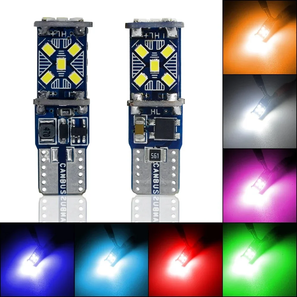 10/2PCS T10 W5W Canbus LED Bulbs 2016 15 SMD Clearance Light Auto Wedge Side Turn Parking Lamps No Error Super Bright 12V-24V