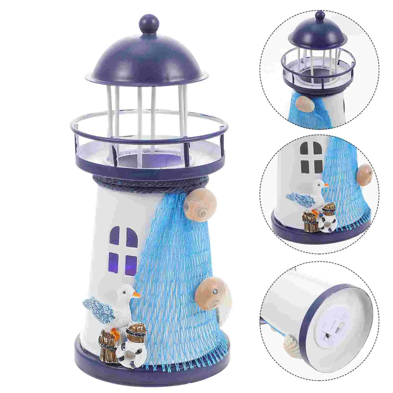 

Ocean Decor Lighthouse Table Centerpiece Lantern Mediterranean Style Natical Marine Model Ornament Tealight Holder