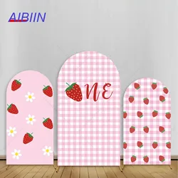 Strawberry Girl One Year Birthday Arch Backdrop Cover Berry 1st Pink Baby Shower Party Decor Cake Portrait Photozone Background