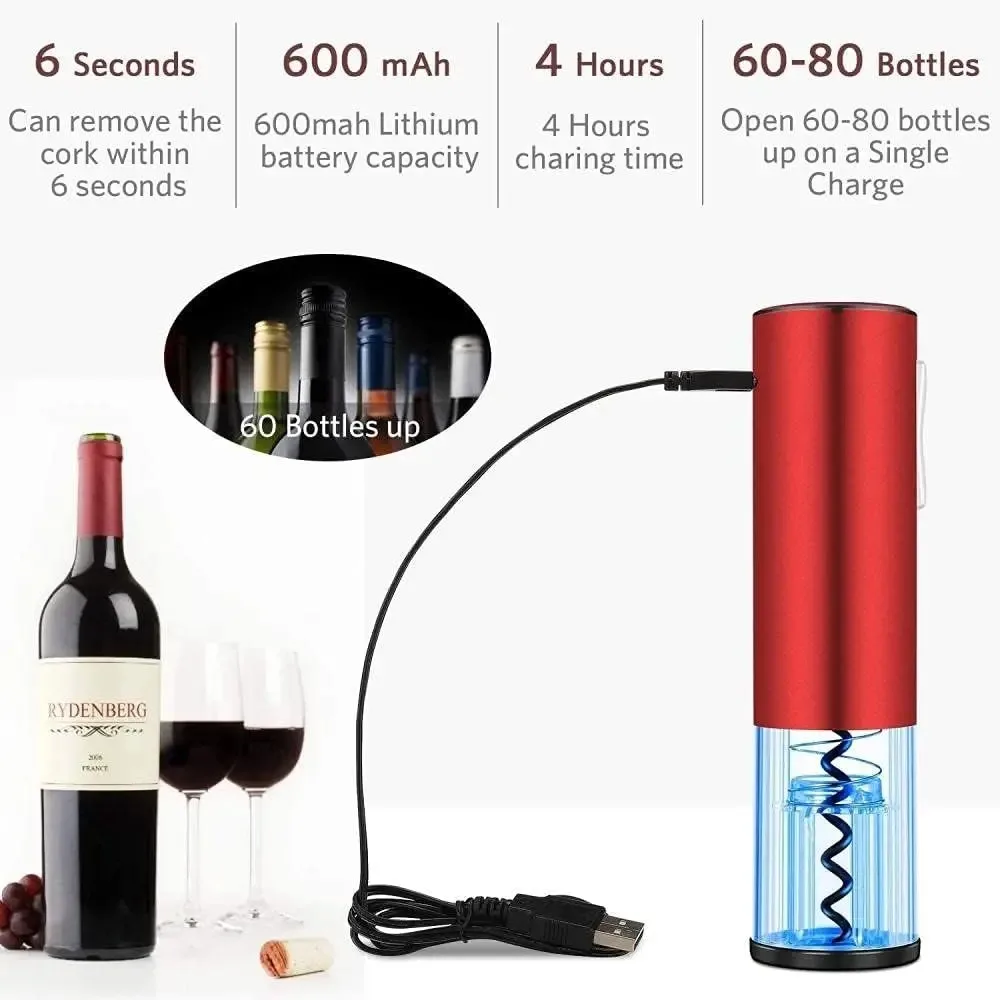 Electric Wine Bottle Opener Set Cordless Rechargeable Automatic Electric Corkscrew Wine Opener with USB Charging for Wine Lovers