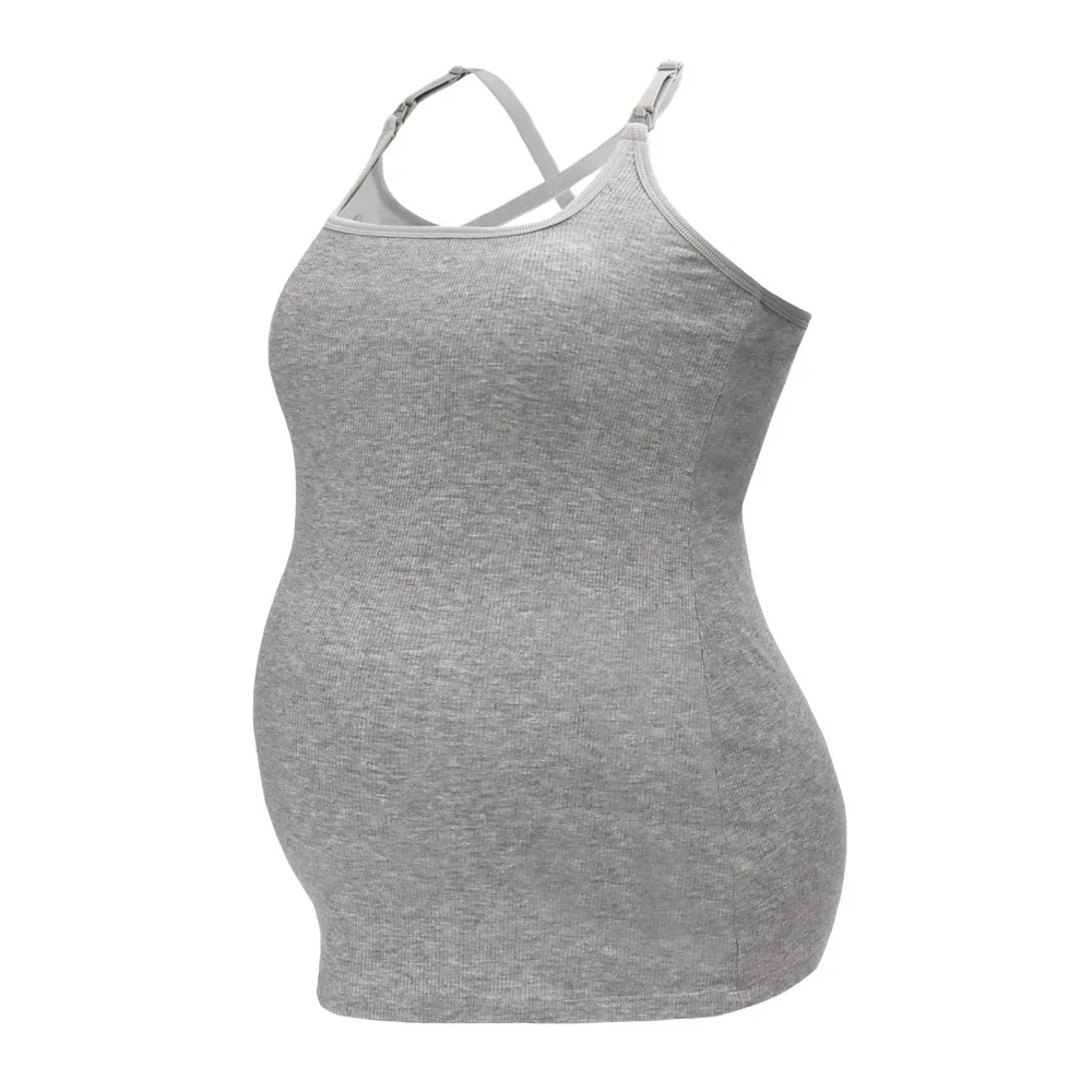 High Quality 2 in 1 Pregnancy Clothes Maternity Women Nursing Bra Soft Cotton Breathable Sleeveless High Elastic Breastfeeding