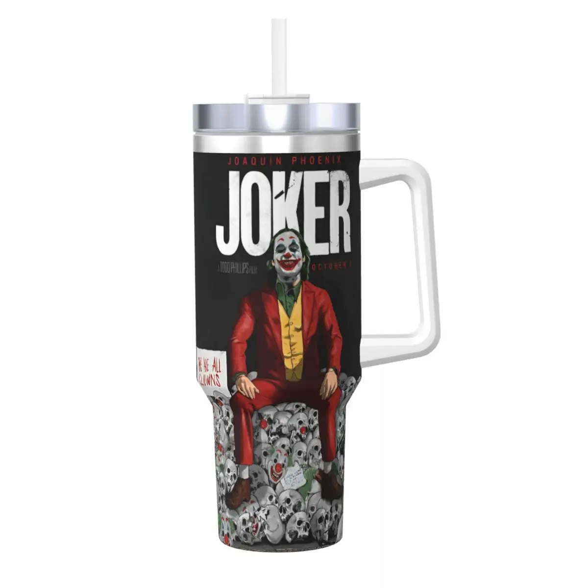 

Stainless Steel Tumbler Joker Car Mugs With Straws Driving Cold Drink Water Bottle Portable 40oz Thermal Mug