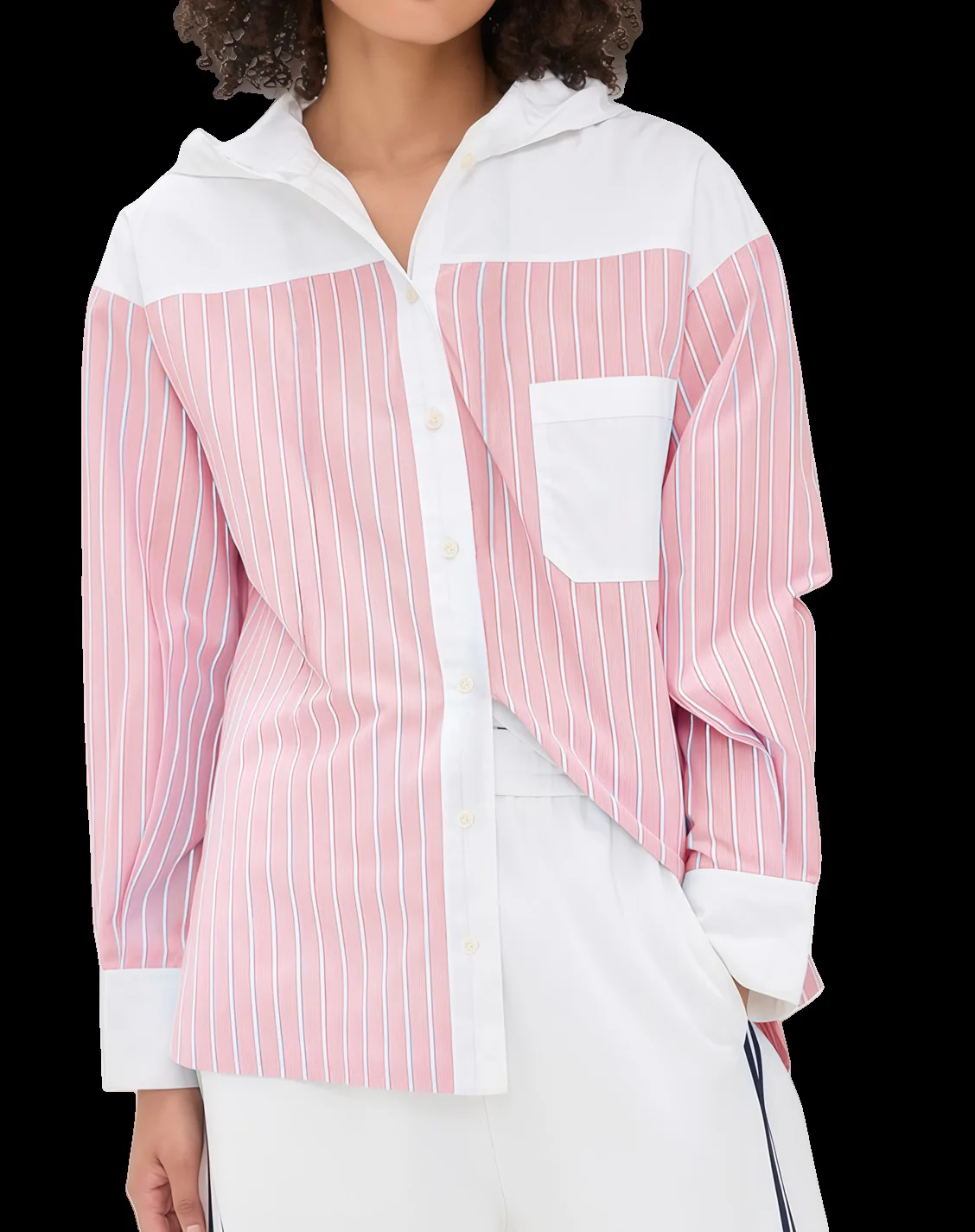 

2025 Spring Autumn Casual Women's Shirt Indoor Outdoor Hooded Cardigan Color-Block Shirts Top Shacket