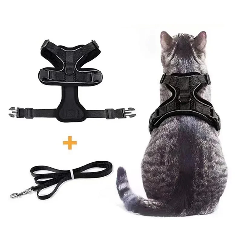 Breathable Cat Harness Leash Set Escape Proof Pet Harness Vest For Cats Small Dogs Reflective Walking Lead Leash Cat Accessories