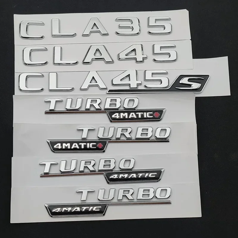 3D ABS Car Letters for Mercedes TURBO 4MATIC CLA35 CLA45 AMG C117 W117 CLA45S C118 W118 Fender Emblem Logo Sticker Accessories