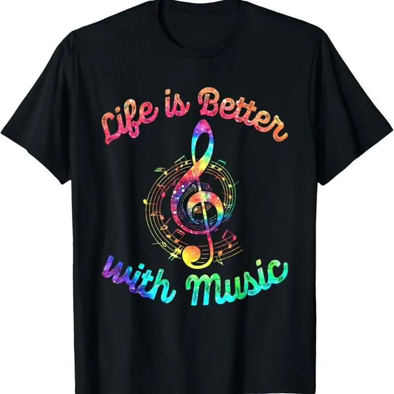Life Is Better With Music Notes Symbol Tie Dye Musician T Shirt