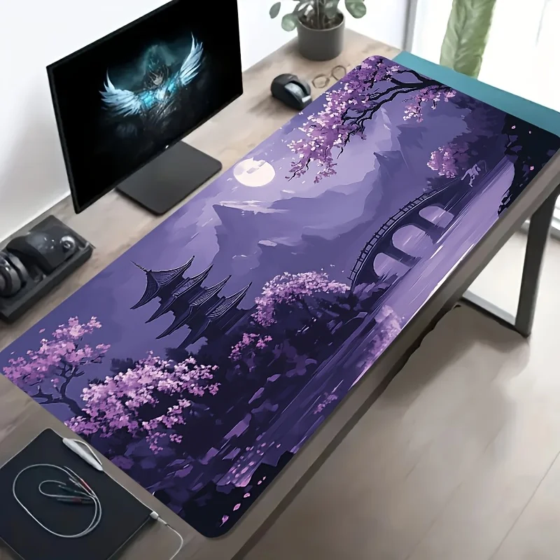 

Japan Night Sakura Landscape Mouse Pad Large Rubber Anti-slip PC Desk Accessories Mousepad for Office & Gamer Keyboard Decor Mat