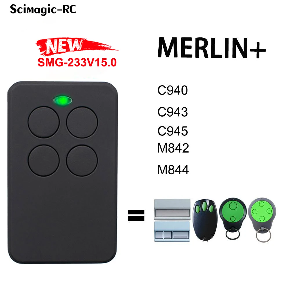 Multi-Frequency 287-868MHz Garage Door Remote Control Clone Merlin+ C940 C943 C945 M842 M844 433MHz Rolling Code Gate Opener