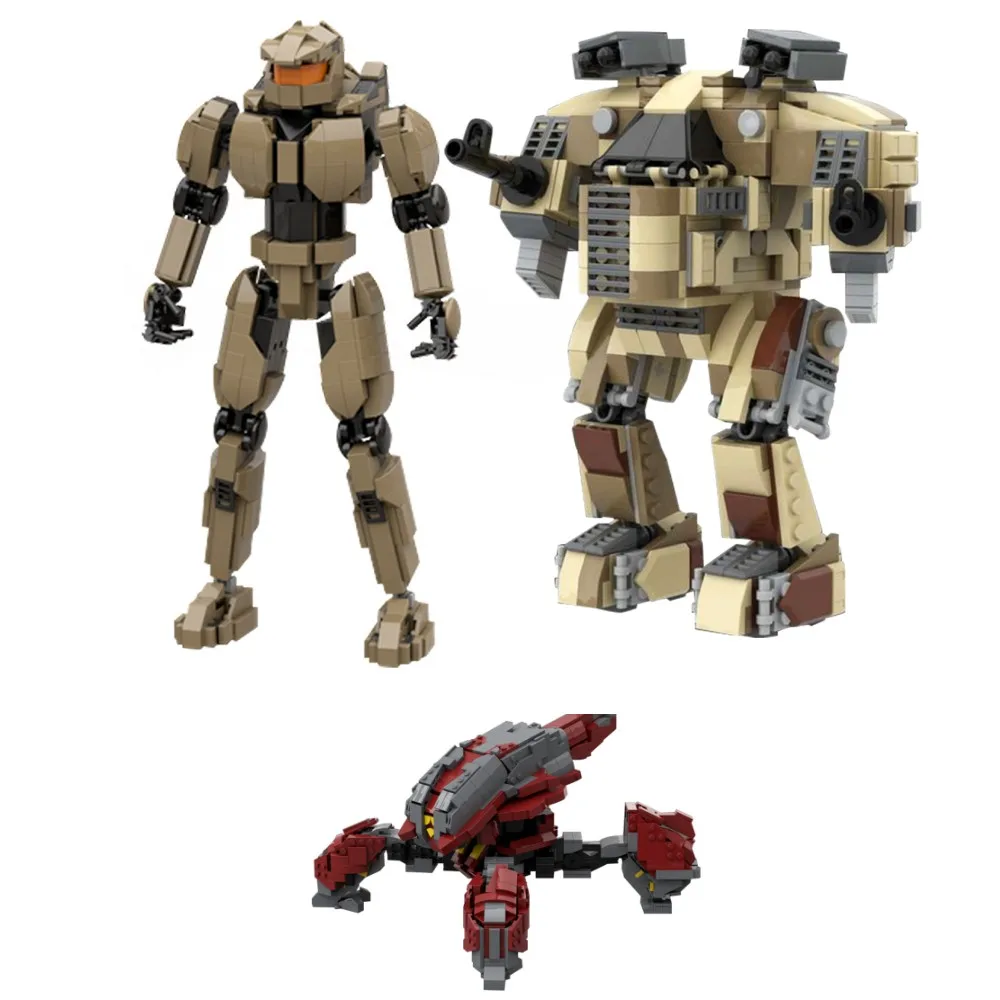 Gobricks MOC Game Haroed Mecha Mastered Chiefs John117 Shooting Soldiers Building Block Guardians 5-DS Bricks Toys Kids Gifts