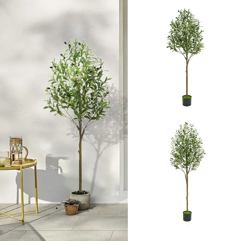 4.9ft/5.9ft Artificial Olive Tree, Artificial Potted Olive Tree With Leaves And Adjustable Branches, Decorative Artificial Olive