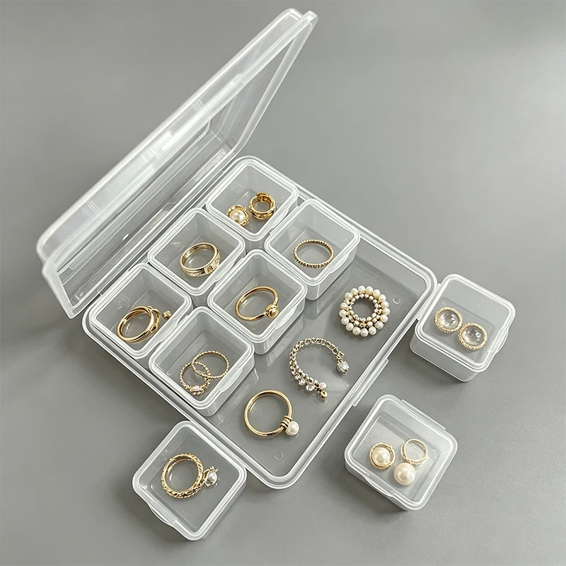 Removable Divider Clear Plastic Jewelry Storage Box Detachable Compartment Organizer for Ring Beads Small Accessories Case