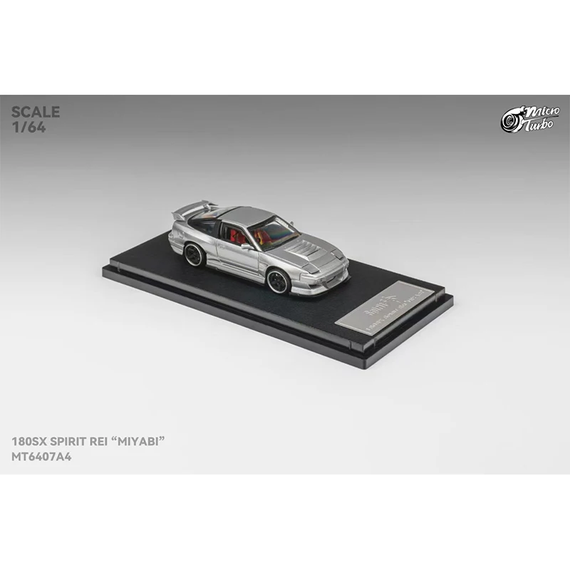 PreSale MT 1:64 Spirit Rei MIYABI S13 Silvia 180SX Metallic Silver Diecast Diorama Car Model Collection Toys MicroTurbo