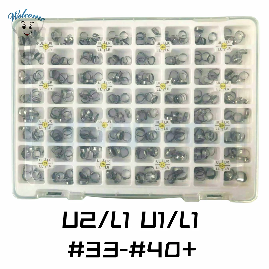 

320Pcs/Lot Dental Orthodontic Molar Plain Bands U2/L1 U1/L1 Tube #33-#40+