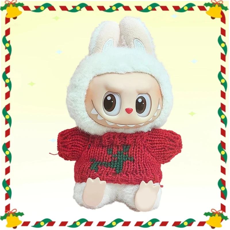 

17cm Mini Plush Doll's Clothes Outfit Accessories for Korea Kpop Exo Labubu Idol Christmas Gingerbread Man Sweater Clothing Gift