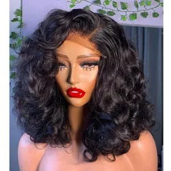 Loose Deep Wave  Synthetic Hair 13X4 Lace Front Wigs Glueless Short Bob High Temperature Fiber Transparent Lace