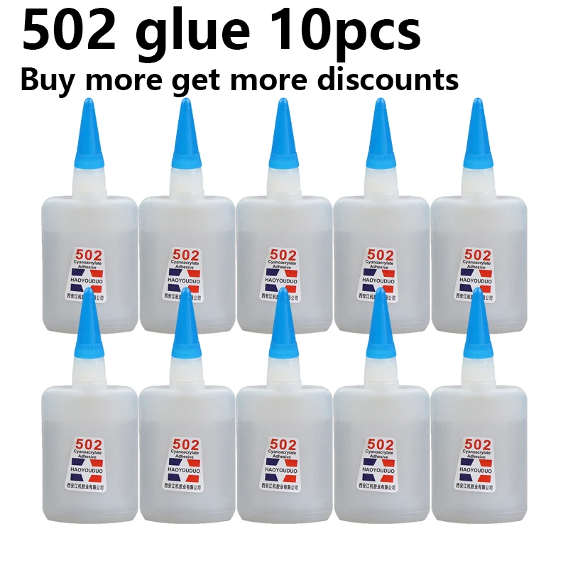 

10pcs 502 Super Glue Instant Quick Dry Cyanoacrylate Strong Adhesive Quick Bond Leather Rubber Metal Office Supplies Fast Glue