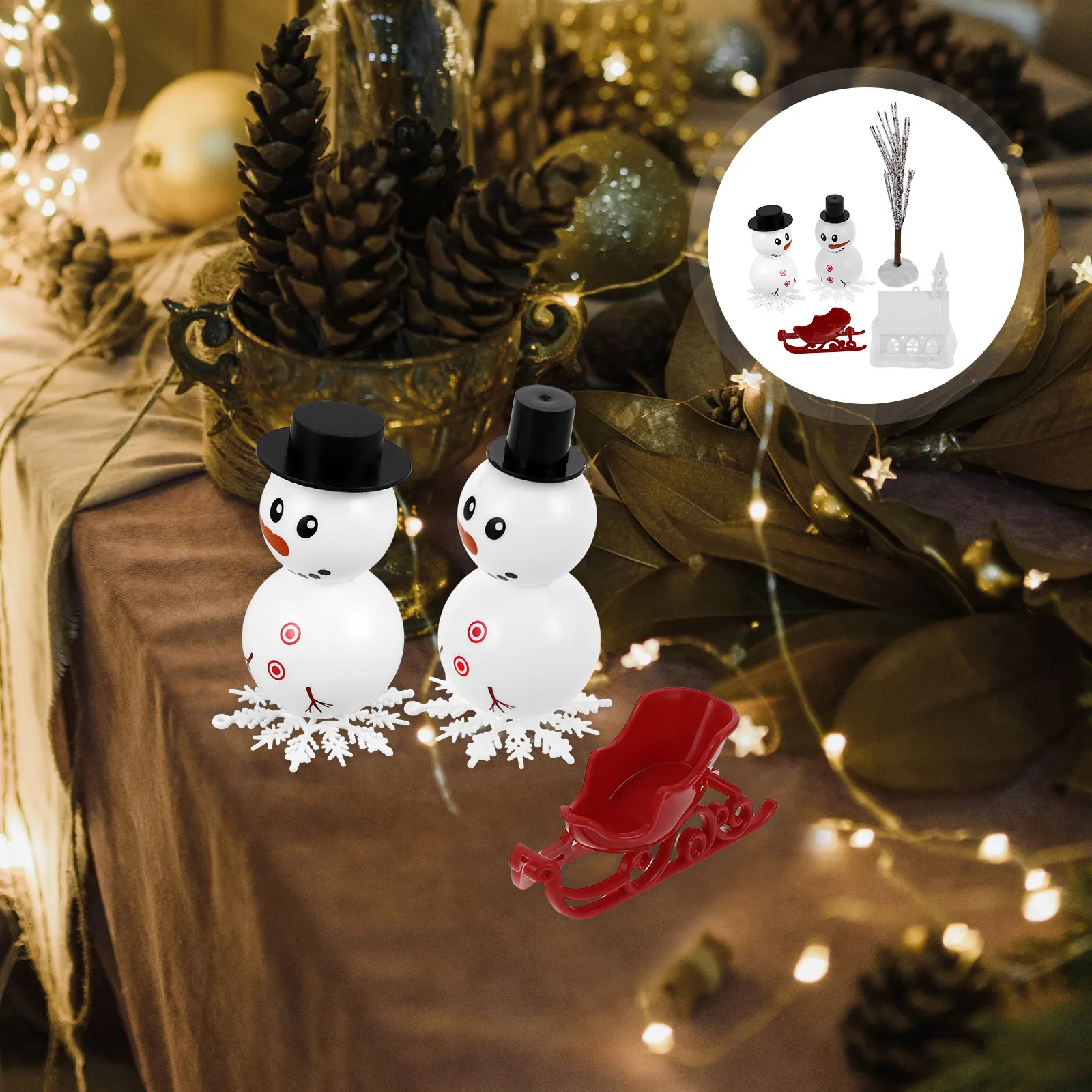 

1 Set Diy Craft Kit Christmas Decoration Accessories Mini Figurines Family Hand-On Activity Xmas Party Winter Decor Build A