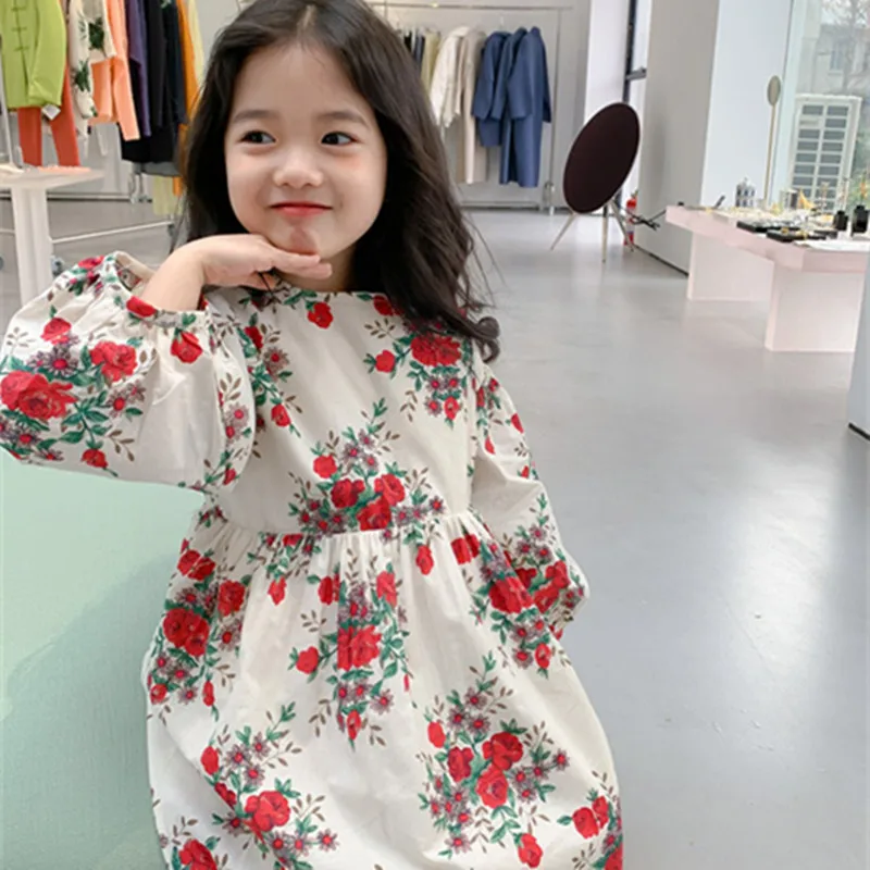 

Girl Dress Kids Skirts Spring Summer Cotton 2022 New Red Flower Girl Dress Party Evening Gown Beach Outdoor Children Clothing