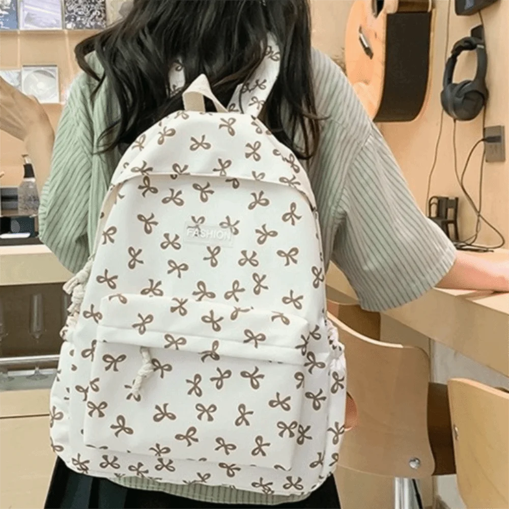 Nylon-Rucksack mit Schleife, leicht, verstellbarer Riemen, für Studenten, Schultasche, Aufbewahrungstasche, große Kapazität, Teenager-Umhängetasche, Reisen