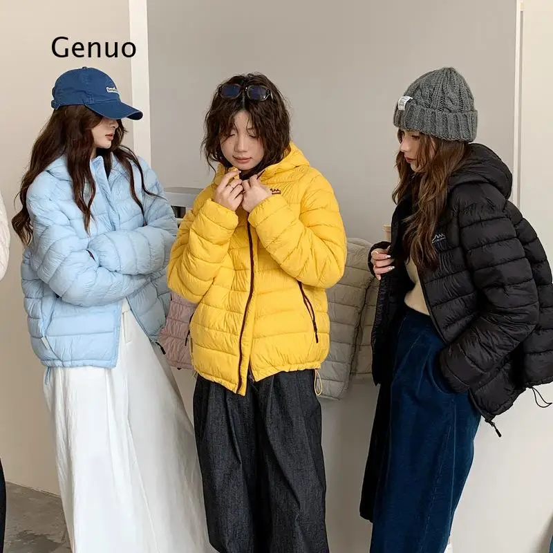 2026 Women Lightweight Hooded Cotton Padded Jacket Zip Up Warm Winter Coat Casual Autumn Outerwear