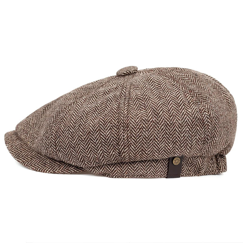 Retro Newsboy Caps für Herren, achteckige Hüte, britische Malerhüte, Herbst-Winter-Baskenmützen, Fischgrätmuster-Flatcaps, Hip-Hop-Baskenmützen, Gorras – Detail 12