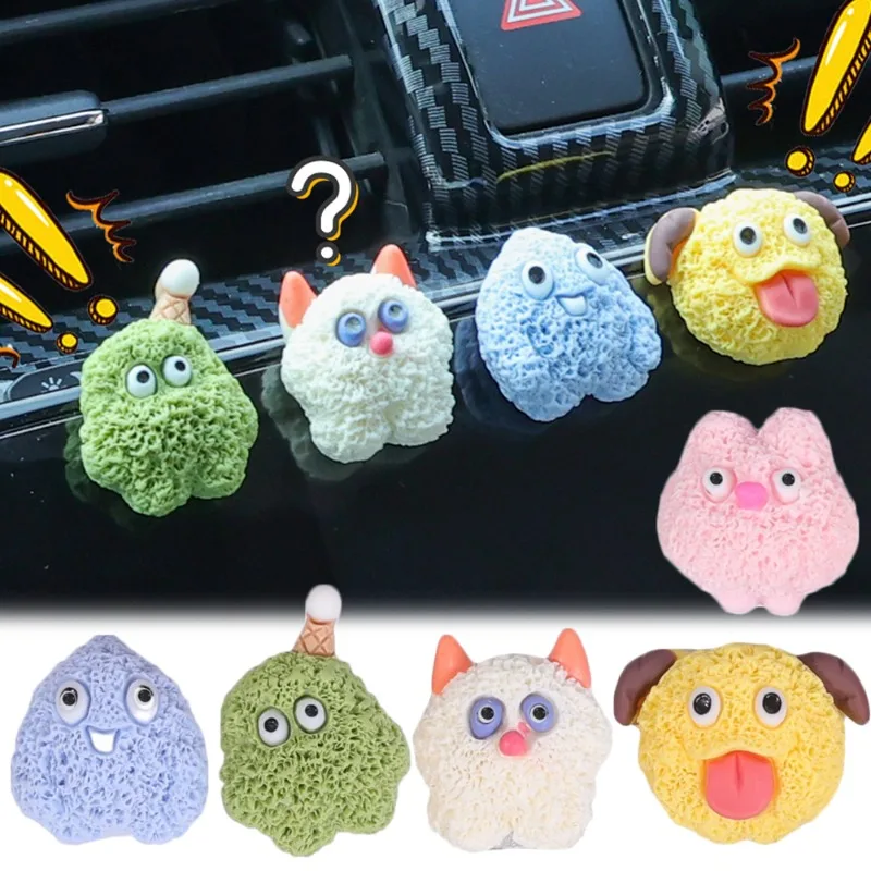 Car Cute Plush Little Monster Ornaments Instrument Panel Decor Gift Pendant Car Interior dashboard Ornaments