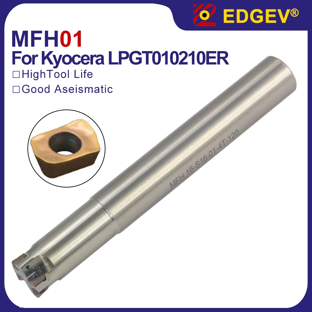 

EDGEV MFH Fast Feed Milling Cutter,MFH01 08 09 10 12 14 16,For Kyocera LPGT LPGT010210 LPGT010210ER High Speed Carbide Inserts