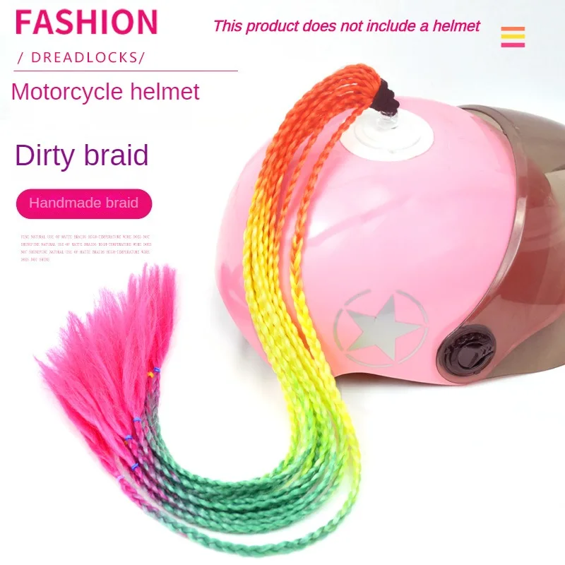 Helmet Suction Cup Dreadlocks Motorcycle Motorcycle Balance Bike Helmet Decoration Cool Colorful Braids Hand-woven Fashion