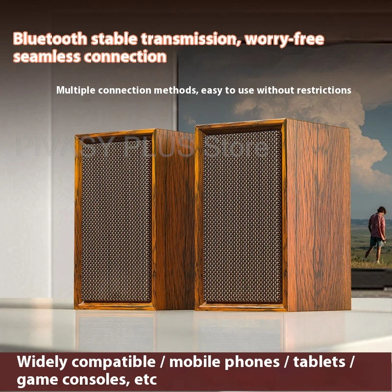 블루투스 스피커 컴퓨터용 나무 스피커 3인치 풀 레인지 드라이버 USB 전원 공급 PC 노트북 멀티미디어 하이파이 오디오 시스템