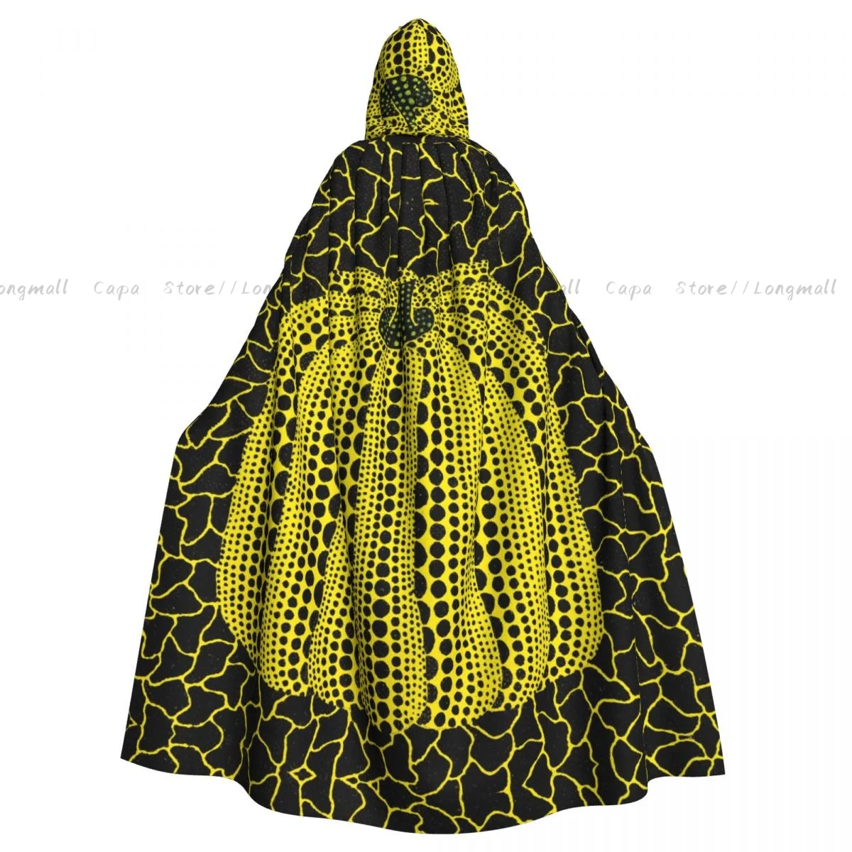 Pumpkin Dot Art Cloak Hooded Cosplay Costume Halloween Adult Long Party Cape