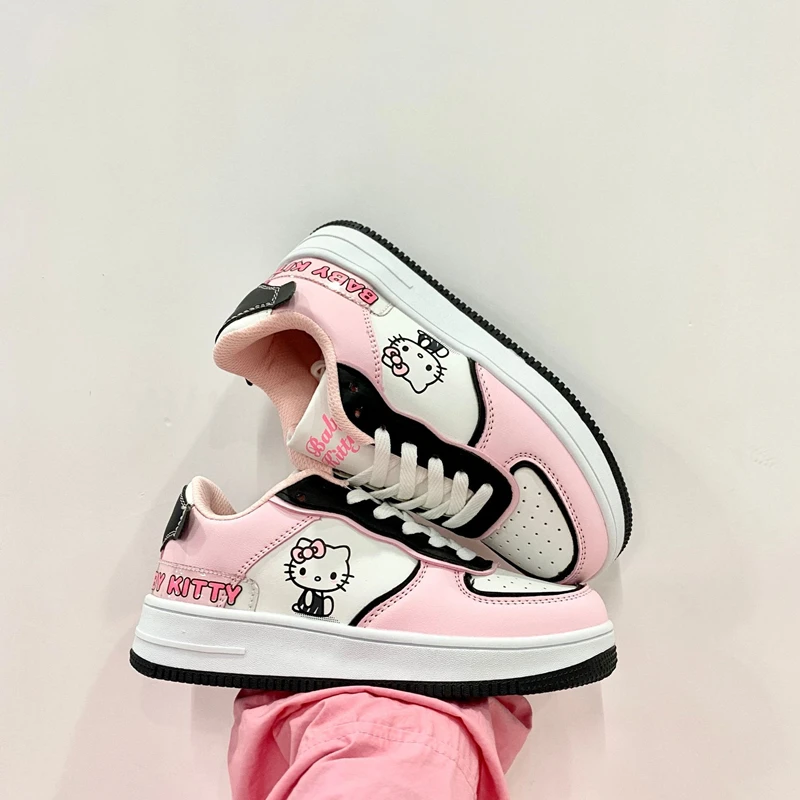 Kawaii Sanrio hellokid Kuromi scarpe da donna moda Sneaker traspirante in pelle Cartoon Cute Sneakers femminili