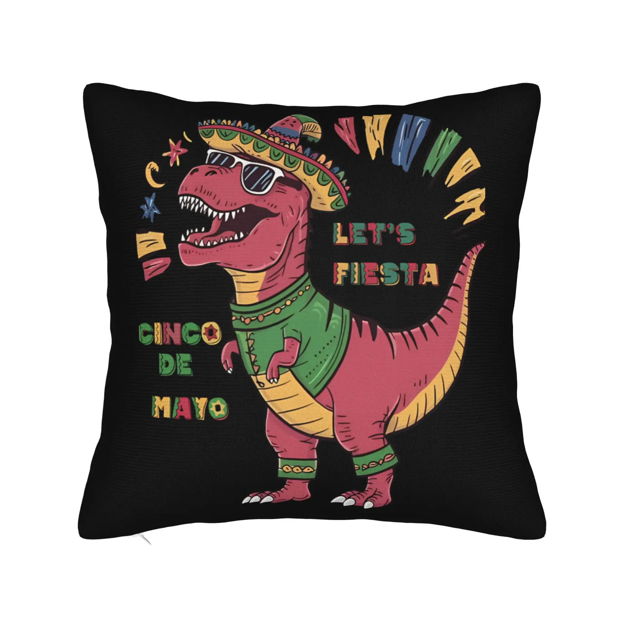 Let's FIESTA Party Printed Pillow Case Mexican Amigo Cinco De Mayo Sombrero Soft Pillow Cover For Living Room Chair