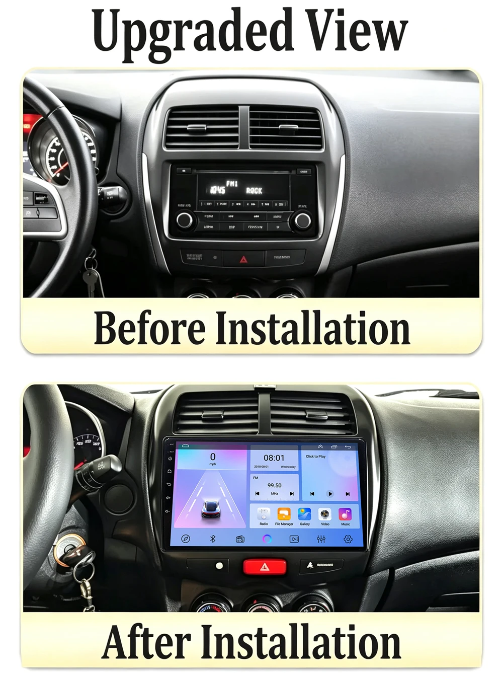 Cortex-A76 Octa-Core Android 16 Car For Mitsubishi ASX 1 2010 - 2016 Stereo Head Unit Navigation Wireless Carplay NO 2Din DVD BT