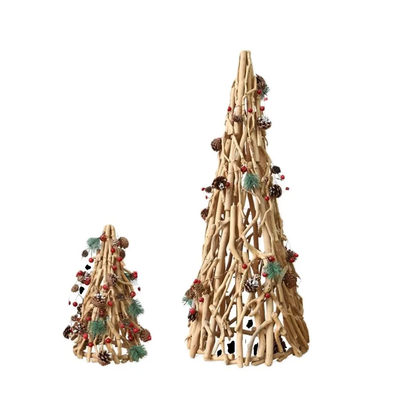

Log Christmas tree, large household decorative ornaments, scenery arrangement package atmosphere, handicrafts with lights