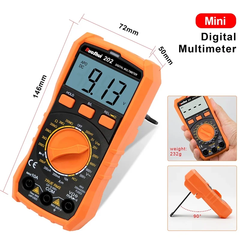 Newest Multimeter NCV 6000 Count True RMS ℃/F Auto Range Tester AC/DC Voltage Meter Flash Back Light Large LCD Screen Multimetro