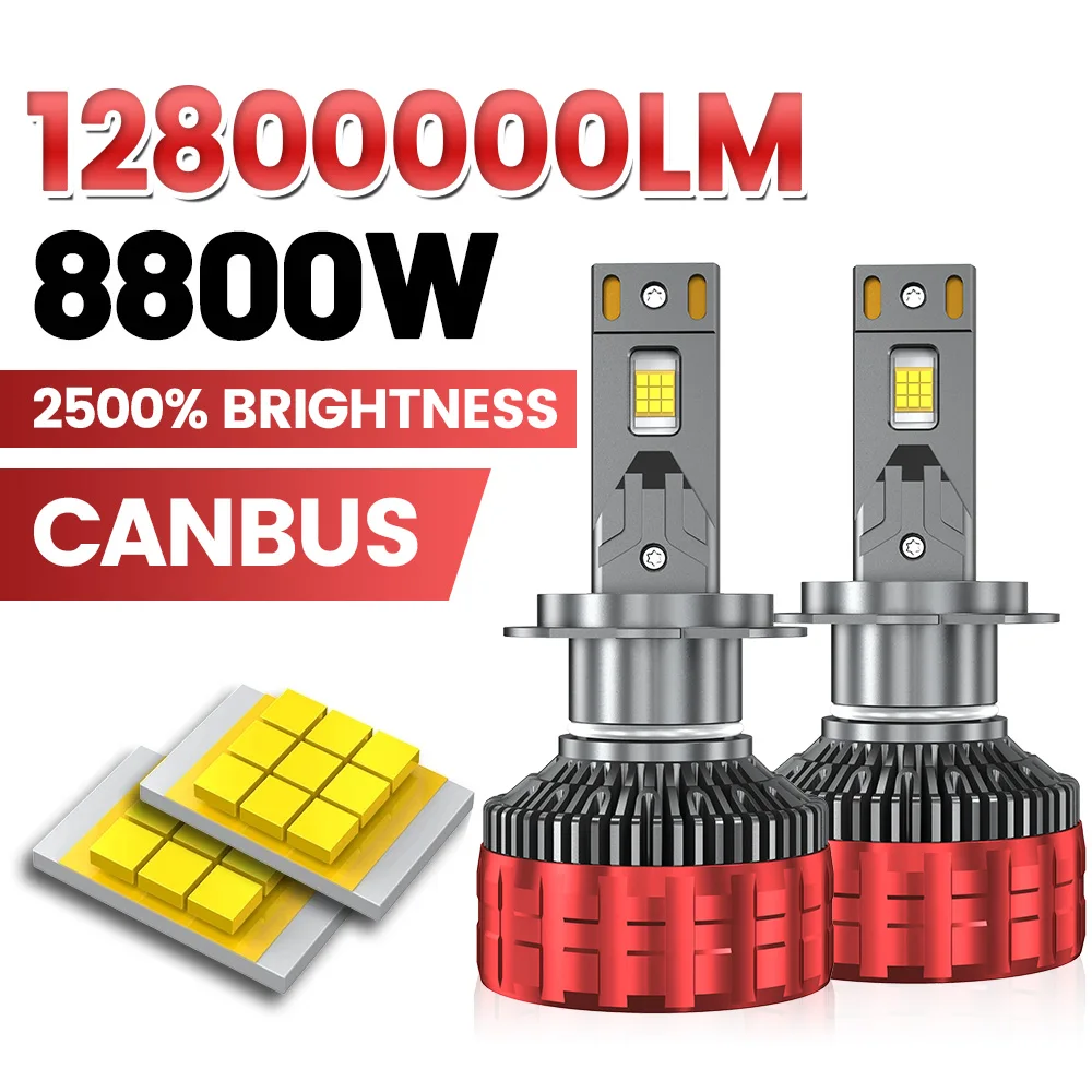 

8800W H7 H4 H11 LED Headlight High Power Canbus H1 9005 HB3 9006 HB4 9012 HIR2 9007 HB5 9008 H13 Turbo Lamp 6000K Car Light 12V