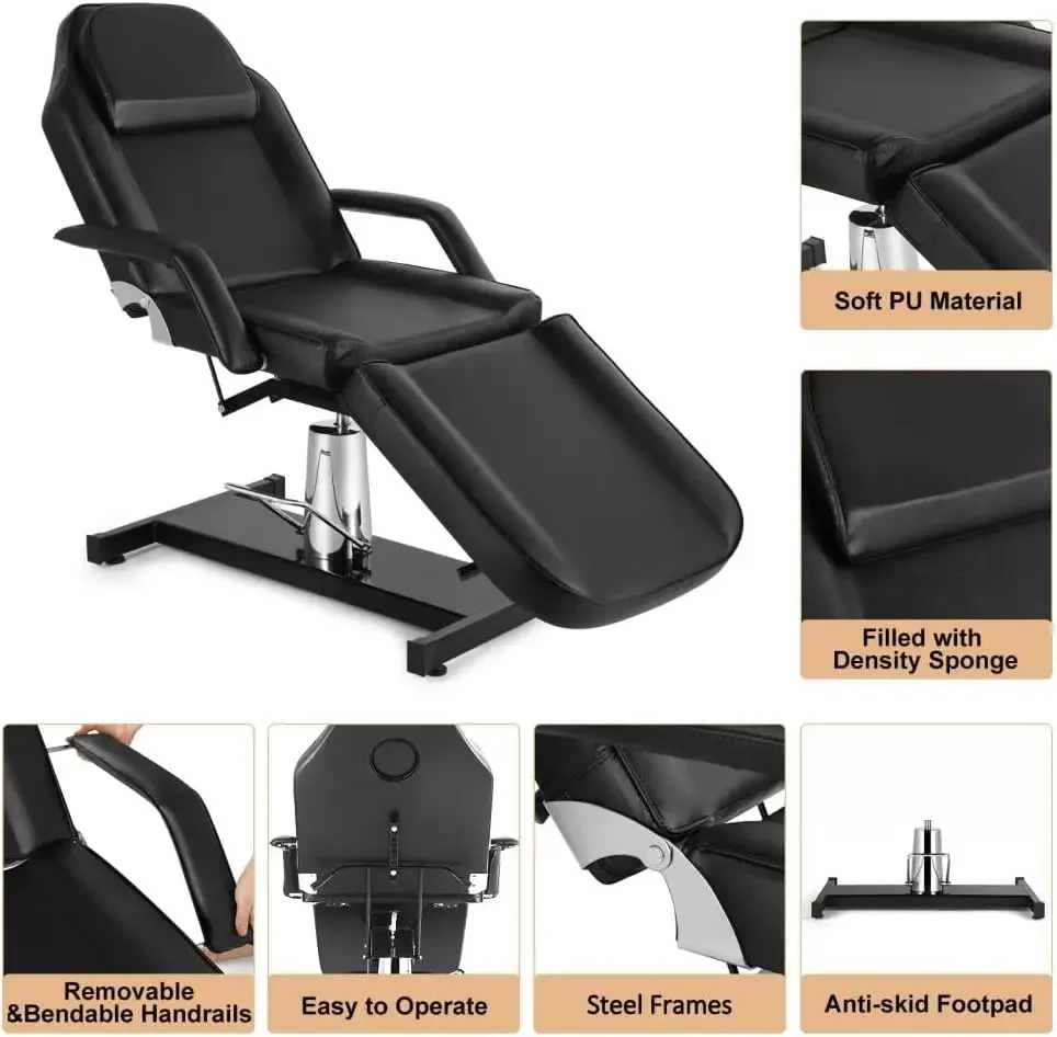 Hydraulic Facial Table Tattoo Chair Massage Bed Adjustable Professional for Esthetician Beauty Spa Lash Bed Eyelash Extensions