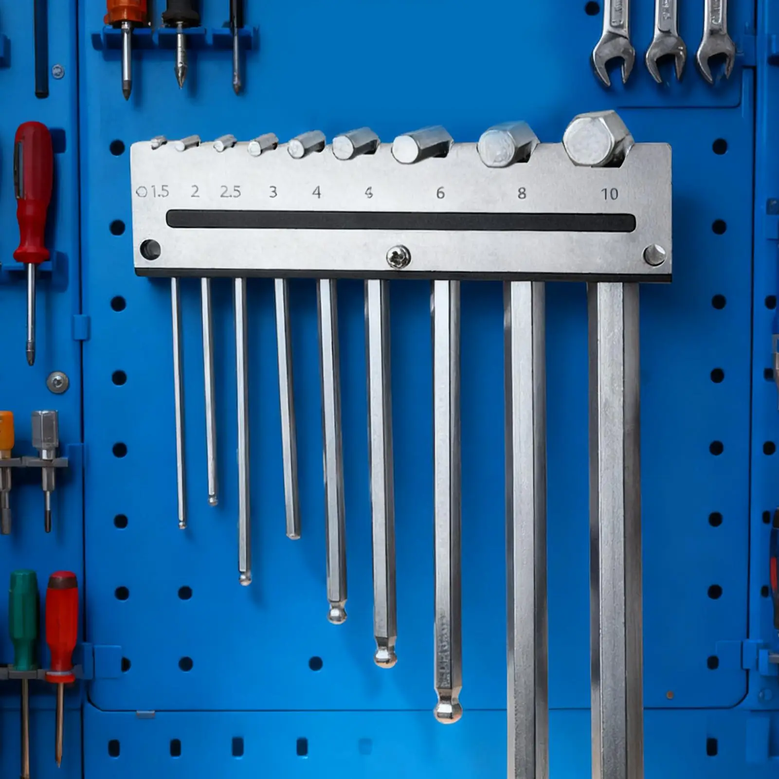 Держатель для шестигранных ключей, винтовая монтажная стойка, вмещает 9 инструментов, подставка для шестигранного L-образного ключа для настольного электрика, плотника, производство профессионалов