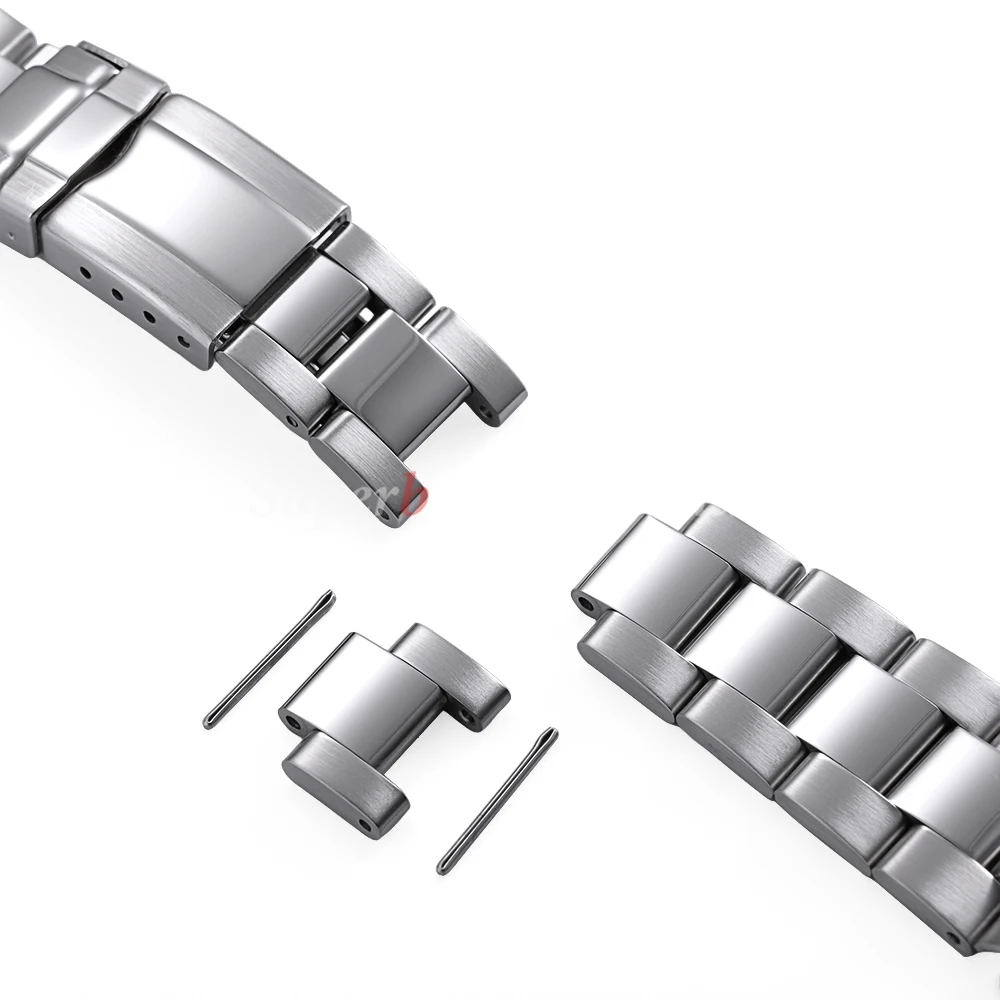 솔리드 스테인레스 스틸 시계 밴드 20mm 롤렉스 데이토나 오이스터 남성용 여성용 스포츠 스트랩 곡선형 엔드 팔찌 시계 액세서리