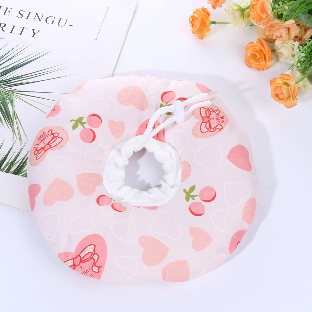 

1Pcs Cat Recovery Collar Pink Heart Shape Printed Elizabethan Collar Anti-Scratch Protective Pet Dog Neck Cone Size S