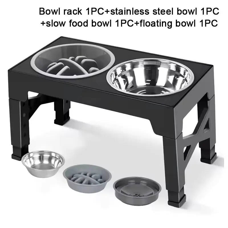 

Dogs accessories Elevated Dog Feeder with Adjustable Raised Stand, Slow Food Bowl, Water Feeders for Large and Medium Dogs perro